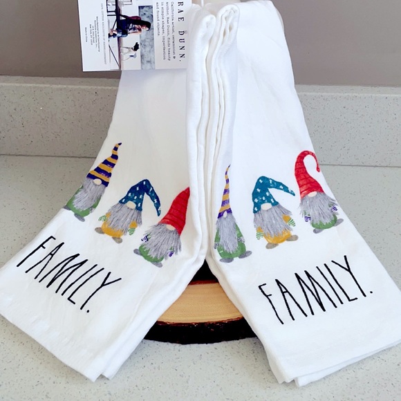 Rae Dunn Other - ❗️2/$25❗️HOST PICK🥳 2x RAE DUNN FAMILY GNOME MODERN FARMHOUSE KITCHEN TOWELS